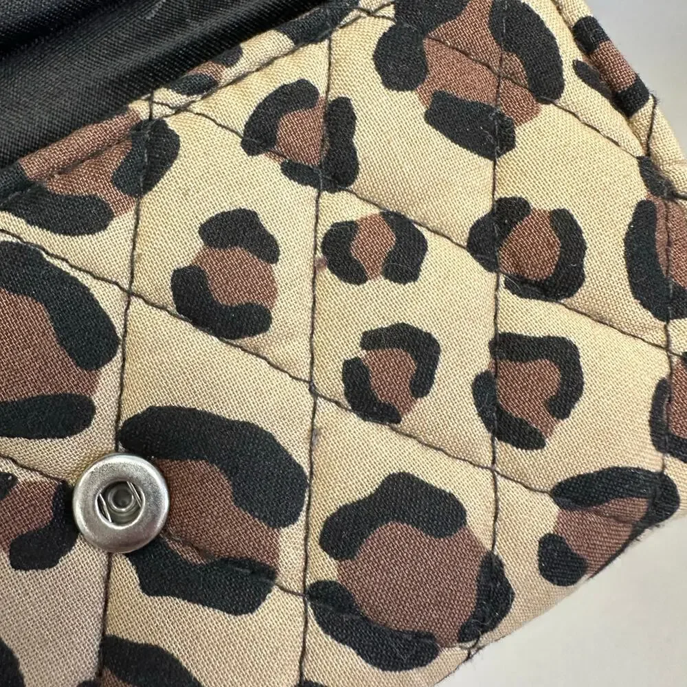 Vera Bradley leopard print quilted cotton RFID‎ trifold wallet snap closure - Picture 9 of 11